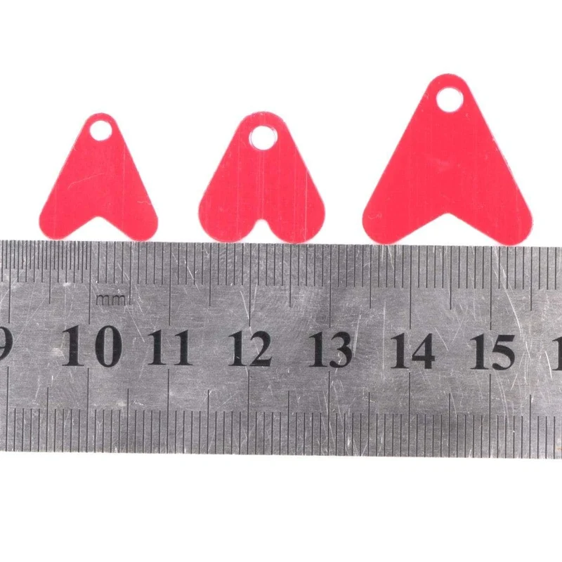 100 Stücke Kunststoff Rot Herzform Pailletten Zubehör 15/17/21mm Für Köder Löffel Angelköder Haken Schwanz DIY Angelköder Zubehör