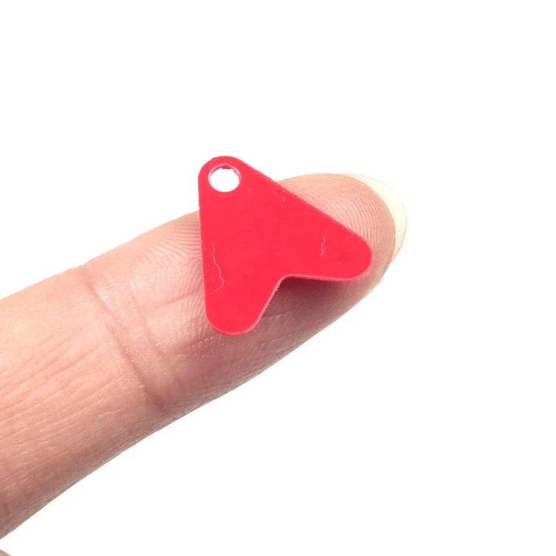 100 Stücke Kunststoff Rot Herzform Pailletten Zubehör 15/17/21mm Für Köder Löffel Angelköder Haken Schwanz DIY Angelköder Zubehör