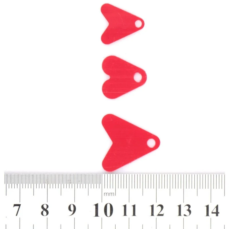 100 Stücke Kunststoff Rot Herzform Pailletten Zubehör 15/17/21mm Für Köder Löffel Angelköder Haken Schwanz DIY Angelköder Zubehör