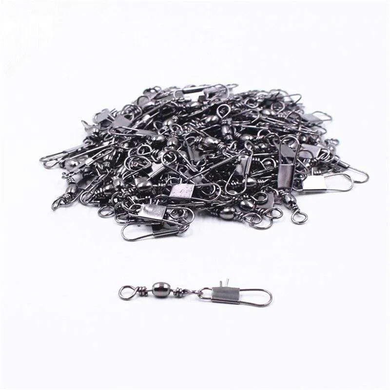 20 teile/los Hecht Angeln Zubehör Stecker Pin Lager Rollen Swivel Edelstahl Snap Angelhaken Köder Swivels Tackle
