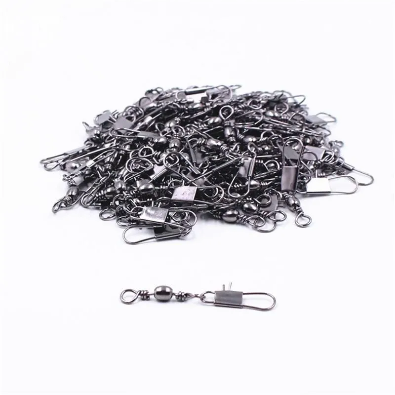 20 teile/los Hecht Angeln Zubehör Stecker Pin Lager Rollen Swivel Edelstahl Snap Angelhaken Köder Swivels Tackle