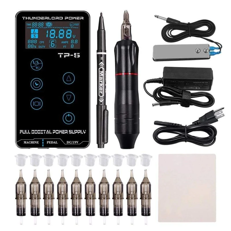 Tattoo Maschine Kit Tattoo Netzteil Rotary Stift Mit Patronen Nadeln Für Permanent Make-Up Augenbrauen Microblading Nadeln