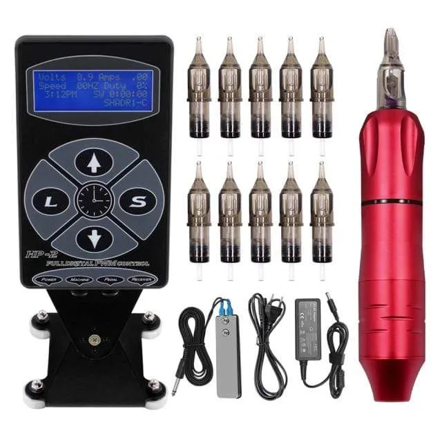 Tattoo Maschine Kit Tattoo Netzteil Rotary Stift Mit Patronen Nadeln Für Permanent Make-Up Augenbrauen Microblading Nadeln
