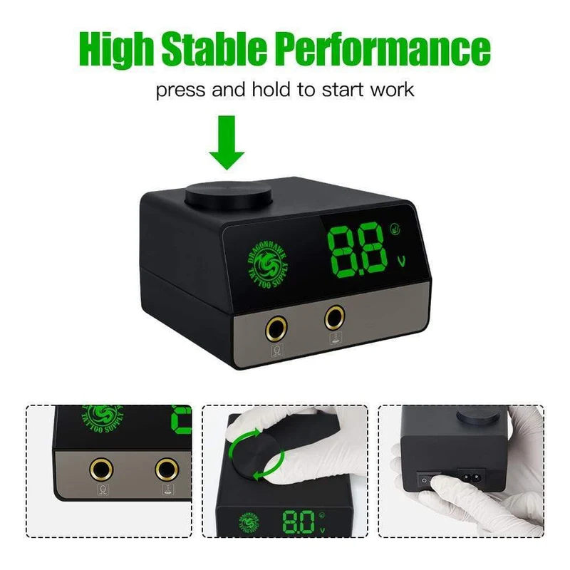 Zwei-Stoke-Längen-Rotationsmast Magi White Tattoo Pen Machine Kit mit LCD-Stromversorgung, Silikonhülle, Patronennadeln-Set
