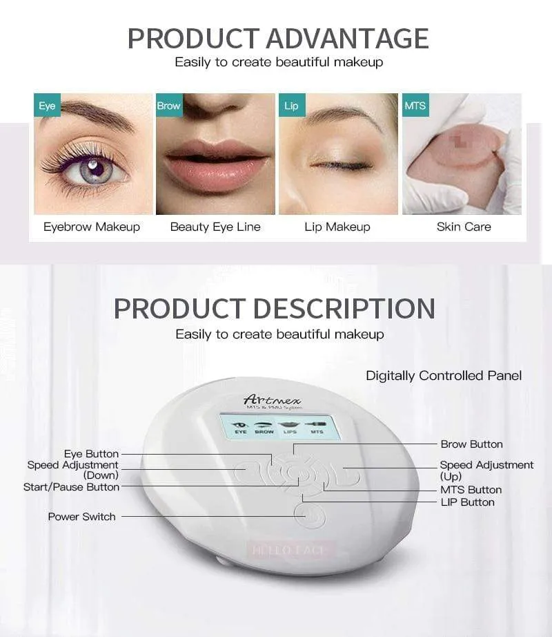 Digitale Artmex V6 Permanent Make-up Tattoo Maschine für Augenbrauen, Eyeliner, Lippen, feine Haarlinien, Mikropigmentierung, MTS PMU System
