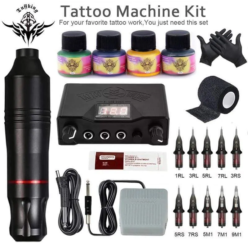 Professionelles Tattoo-Maschinenset, Rotationspistole, Tattoo-Stift, Patronen, Nadeln, Sets, Permanent Make-up-Maschine, Body Art Tattoo Supplies