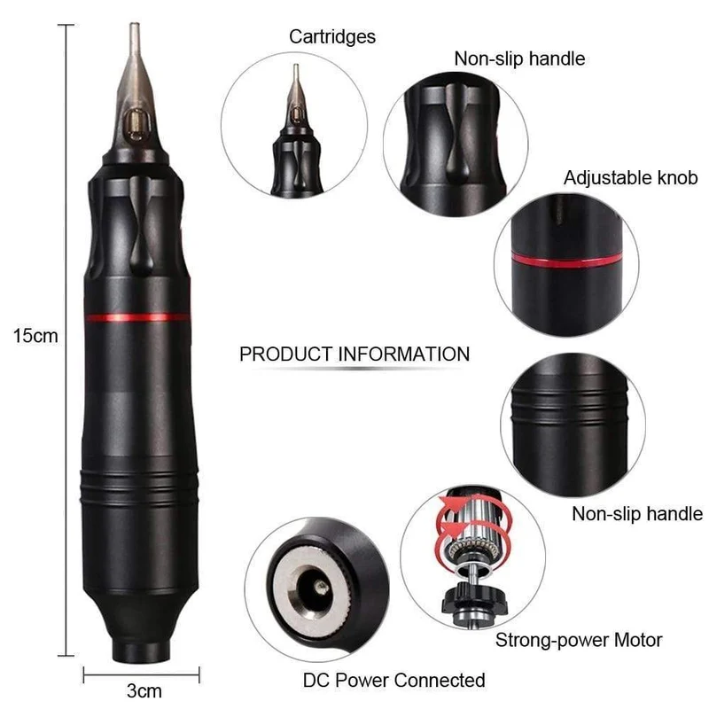 Professionelles Tattoo-Maschinenset, Rotationspistole, Tattoo-Stift, Patronen, Nadeln, Sets, Permanent Make-up-Maschine, Body Art Tattoo Supplies