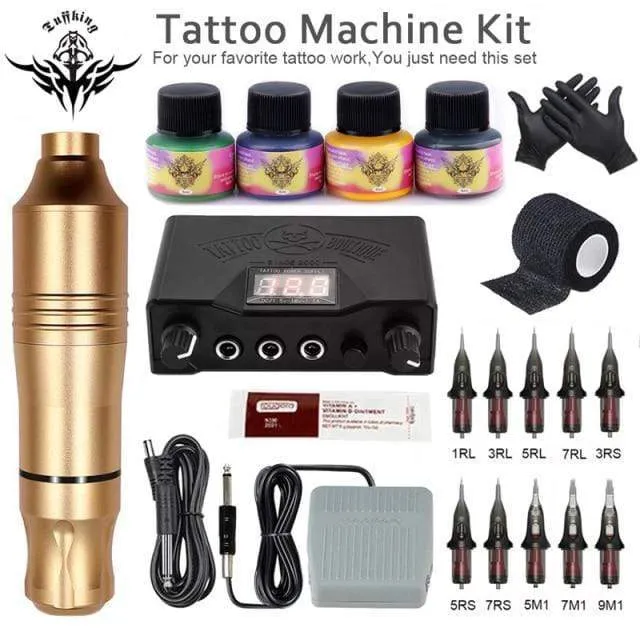 Professionelles Tattoo-Maschinenset, Rotationspistole, Tattoo-Stift, Patronen, Nadeln, Sets, Permanent Make-up-Maschine, Body Art Tattoo Supplies