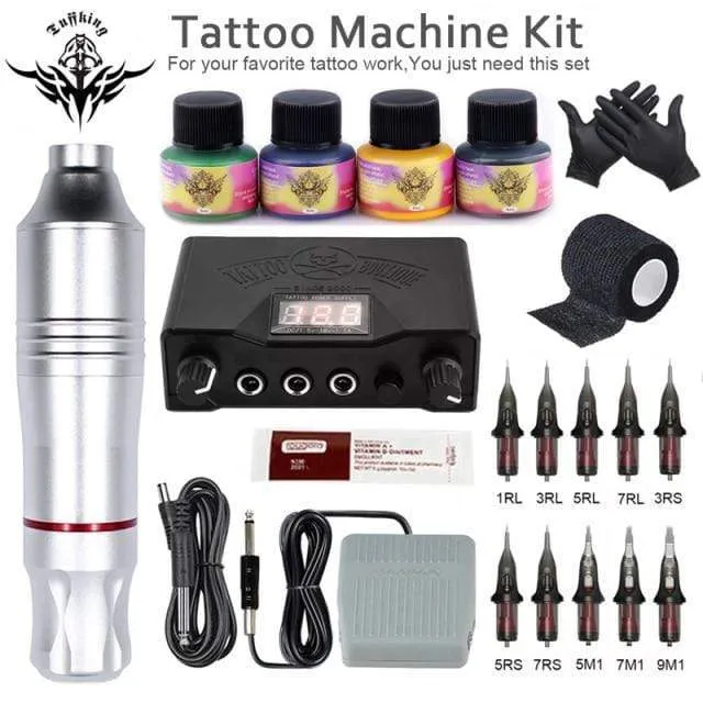 Professionelles Tattoo-Maschinenset, Rotationspistole, Tattoo-Stift, Patronen, Nadeln, Sets, Permanent Make-up-Maschine, Body Art Tattoo Supplies
