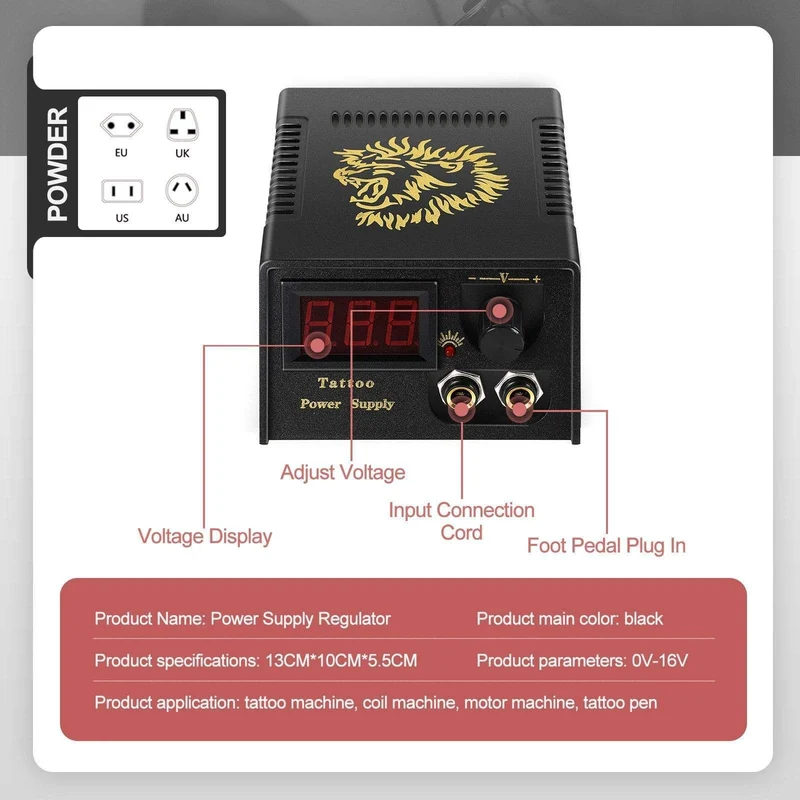 Tattoo-Set, Tattoo-Maschinen, Pistole mit Tinte, Netzteil, Tattoo-Griffe, komplettes Tattoo-Set, Zubehör, Zubehör, Body-Art-Tools