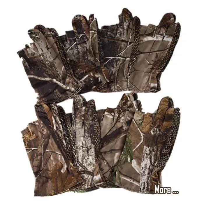 Camo Angelhandschuhe Camouflage Anti-Rutsch elastische dünne Fäustlinge 3 Finger geschnitten Camping Radfahren Jagd Halbfingerhandschuhe Camouflage