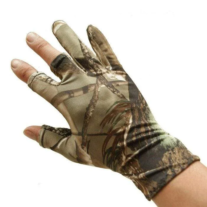 Camo Angelhandschuhe Camouflage Anti-Rutsch elastische dünne Fäustlinge 3 Finger geschnitten Camping Radfahren Jagd Halbfingerhandschuhe Camouflage