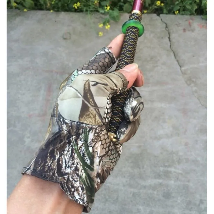 Camo Angelhandschuhe Camouflage Anti-Rutsch elastische dünne Fäustlinge 3 Finger geschnitten Camping Radfahren Jagd Halbfingerhandschuhe Camouflage
