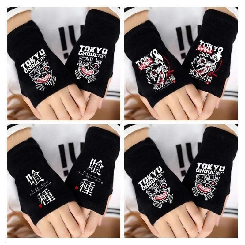 Anime Tokyo Ghoul Kaneki Ken Cosplay Handschuhe Frauen Männer Baumwolle Stricken Warme Halbfinger Handschuh Handgelenk Fäustlinge Neue