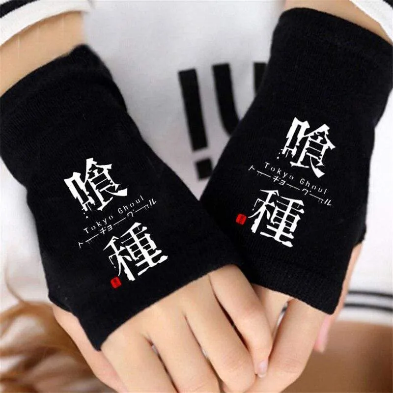 Anime Tokyo Ghoul Kaneki Ken Cosplay Handschuhe Frauen Männer Baumwolle Stricken Warme Halbfinger Handschuh Handgelenk Fäustlinge Neue