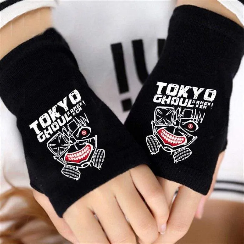 Anime Tokyo Ghoul Kaneki Ken Cosplay Handschuhe Frauen Männer Baumwolle Stricken Warme Halbfinger Handschuh Handgelenk Fäustlinge Neue