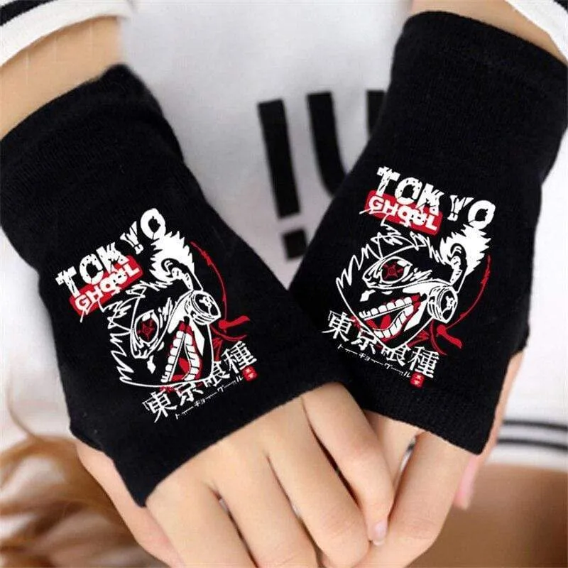 Anime Tokyo Ghoul Kaneki Ken Cosplay Handschuhe Frauen Männer Baumwolle Stricken Warme Halbfinger Handschuh Handgelenk Fäustlinge Neue