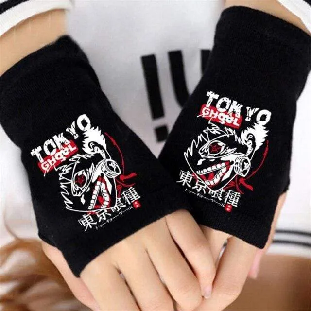 Anime Tokyo Ghoul Kaneki Ken Cosplay Handschuhe Frauen Männer Baumwolle Stricken Warme Halbfinger Handschuh Handgelenk Fäustlinge Neue
