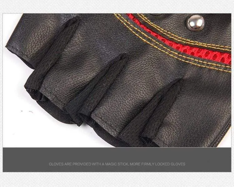 Fingerlose Handschuhe aus PU-Leder mit Totenkopf-Nieten für Herren und Damen, modische Hip-Hop-Handschuhe für Damen, Fitness-Handschuhe, Halbfinger-Handschuhe für Herren