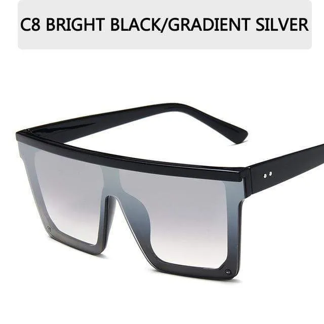 Vintage Männliche Flache Oberseite Sonnenbrille Männer Marke Schwarze Quadratische Schattierungen UV400 Gradienten Sonnenbrille Für Männer Coole Einteilige Designer