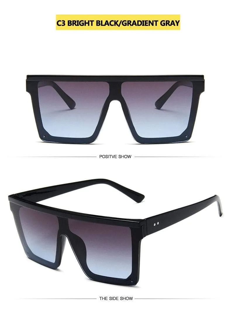 Vintage Männliche Flache Oberseite Sonnenbrille Männer Marke Schwarze Quadratische Schattierungen UV400 Gradienten Sonnenbrille Für Männer Coole Einteilige Designer