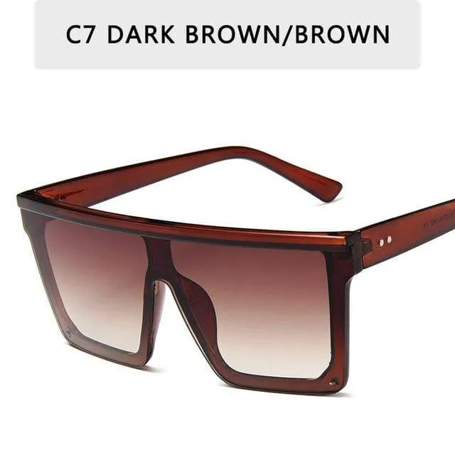 Vintage Männliche Flache Oberseite Sonnenbrille Männer Marke Schwarze Quadratische Schattierungen UV400 Gradienten Sonnenbrille Für Männer Coole Einteilige Designer