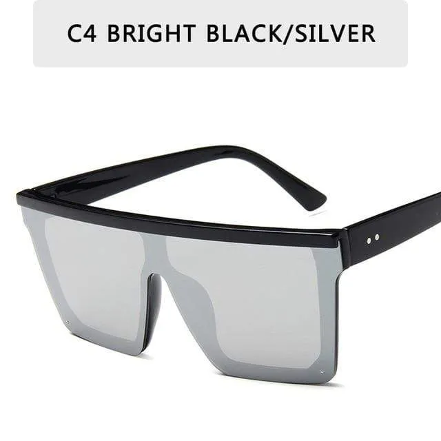 Vintage Männliche Flache Oberseite Sonnenbrille Männer Marke Schwarze Quadratische Schattierungen UV400 Gradienten Sonnenbrille Für Männer Coole Einteilige Designer