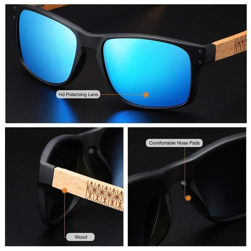 Design Buchenholz handgefertigte Sonnenbrille Männer polarisierte Brille Outdoor Autofahren Sonnenbrille verstärktes Scharnier