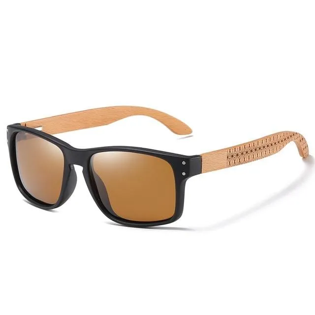 Design Buchenholz handgefertigte Sonnenbrille Männer polarisierte Brille Outdoor Autofahren Sonnenbrille verstärktes Scharnier