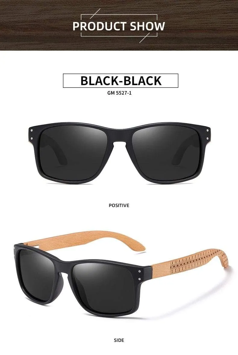 Design Buchenholz handgefertigte Sonnenbrille Männer polarisierte Brille Outdoor Autofahren Sonnenbrille verstärktes Scharnier