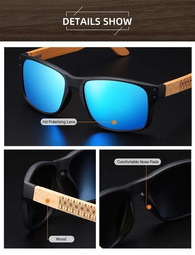 Design Buchenholz handgefertigte Sonnenbrille Männer polarisierte Brille Outdoor Autofahren Sonnenbrille verstärktes Scharnier