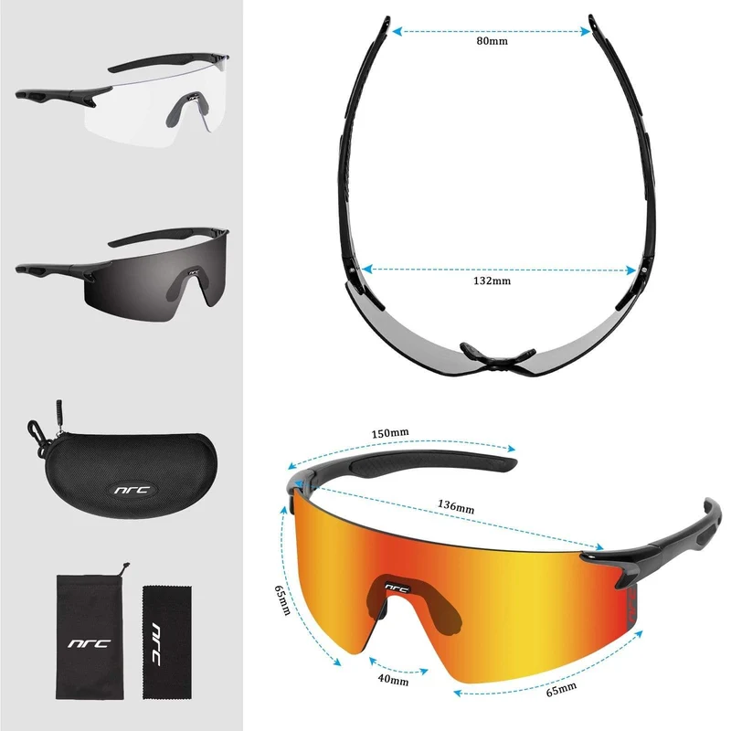 3 Linsen UV400 Fahrradsonnenbrille TR90 Sport Fahrradbrille MTB Mountainbike Angeln Wandern Reitbrille für Männer Frauen