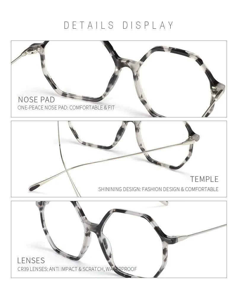 Anti-Blaulicht-Schutzbrille für Damen, Übergröße, sechseckig, Computer-Gaming-Brille, Männer, Strahlenschutzbrille