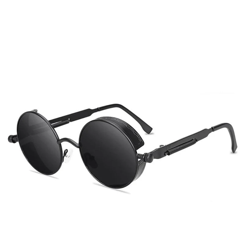Klassische runde Sonnenbrille im Gothic-Steampunk-Stil für Herren und Damen, Markendesigner, Retro, runder Metallrahmen, bunte Gläser, Sonnenbrille