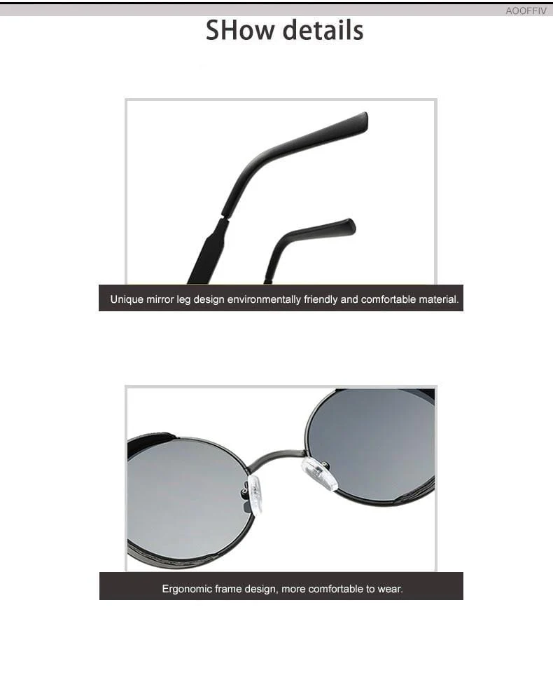 Klassische runde Sonnenbrille im Gothic-Steampunk-Stil für Herren und Damen, Markendesigner, Retro, runder Metallrahmen, bunte Gläser, Sonnenbrille