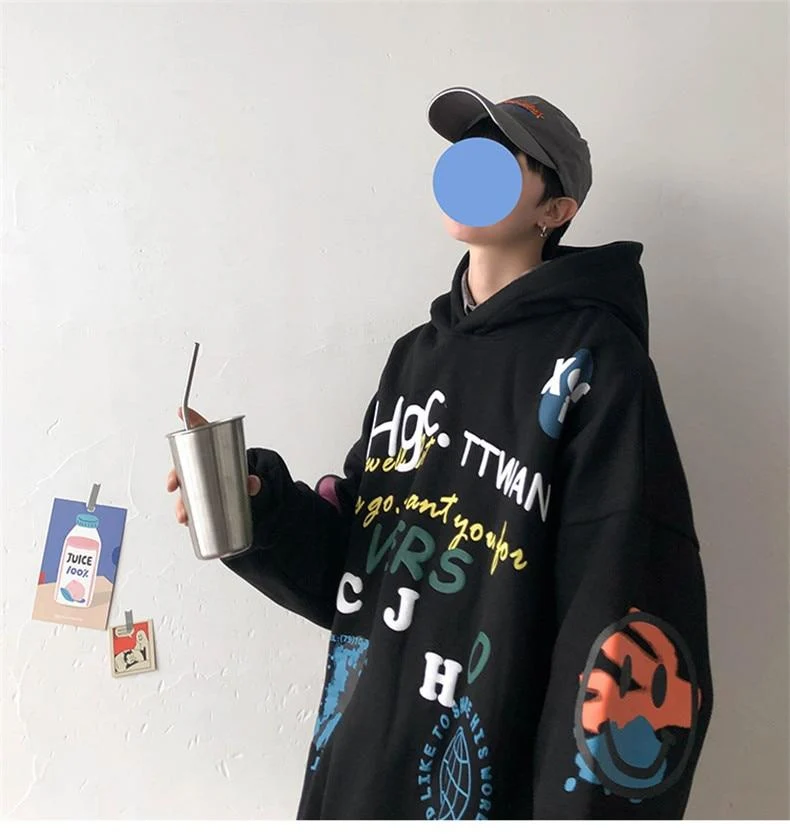 Hip Hop Streetwear Herren Sweatshirt Casual Loose Oversize Hoodies Herren Mode Persönlichkeit Bedruckter Hoodie