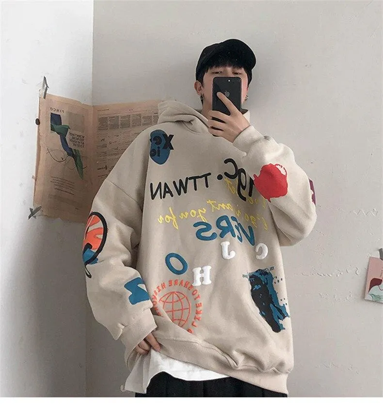 Hip Hop Streetwear Herren Sweatshirt Casual Loose Oversize Hoodies Herren Mode Persönlichkeit Bedruckter Hoodie