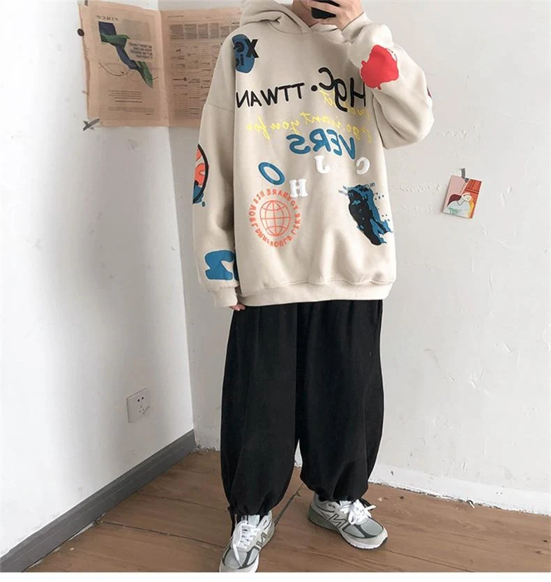 Hip Hop Streetwear Herren Sweatshirt Casual Loose Oversize Hoodies Herren Mode Persönlichkeit Bedruckter Hoodie