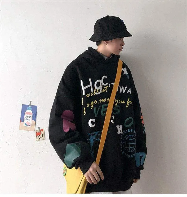 Hip Hop Streetwear Herren Sweatshirt Casual Loose Oversize Hoodies Herren Mode Persönlichkeit Bedruckter Hoodie
