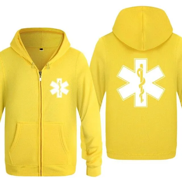 Notfall Krankenwagen gedruckt Hoodies Männer Marke Fleece Langarm Herren Jacke Sweatshirt Mantel Winter Hoody Moletom Sudaderas