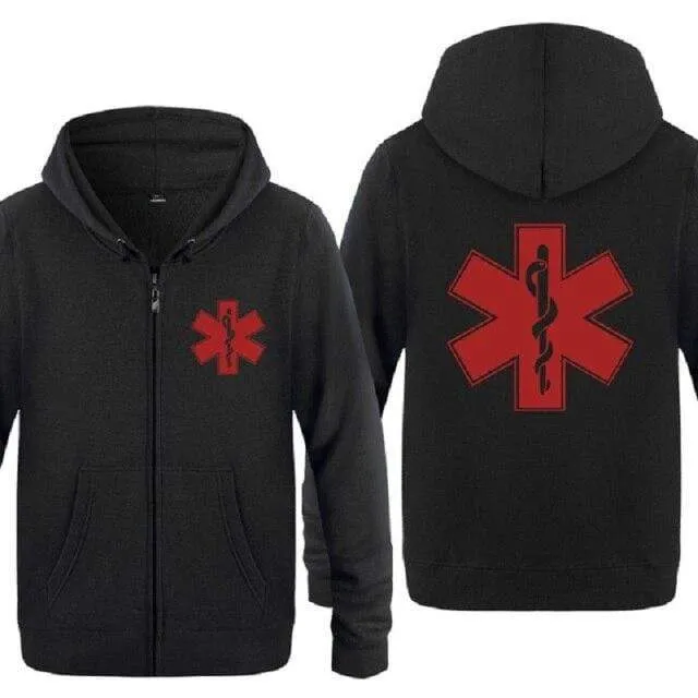 Notfall Krankenwagen gedruckt Hoodies Männer Marke Fleece Langarm Herren Jacke Sweatshirt Mantel Winter Hoody Moletom Sudaderas