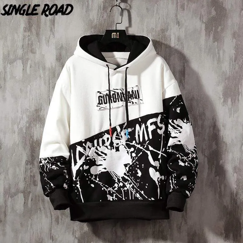 Übergroße Herren Hoodies Männer Winter Patchwork Sweatshirt Hip Hop Japanischen Streetwear Harajuku Weiß Hoodie Männer