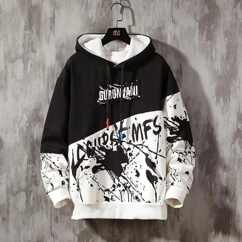 Übergroße Herren Hoodies Männer Winter Patchwork Sweatshirt Hip Hop Japanischen Streetwear Harajuku Weiß Hoodie Männer