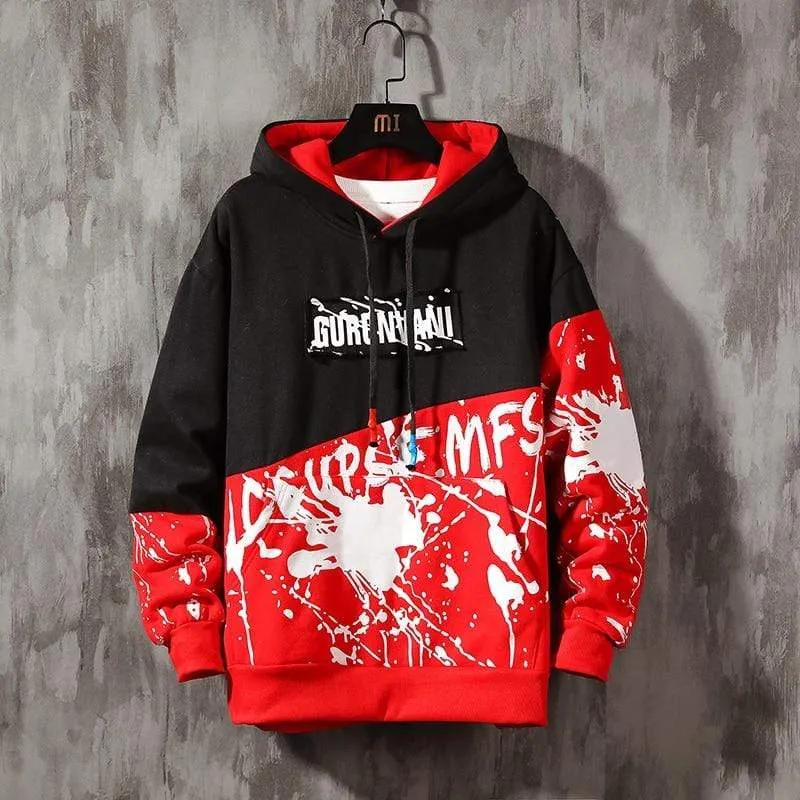 Übergroße Herren Hoodies Männer Winter Patchwork Sweatshirt Hip Hop Japanischen Streetwear Harajuku Weiß Hoodie Männer