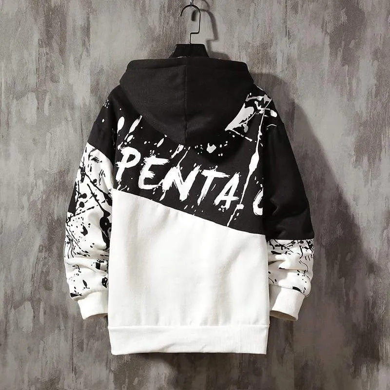 Übergroße Herren Hoodies Männer Winter Patchwork Sweatshirt Hip Hop Japanischen Streetwear Harajuku Weiß Hoodie Männer