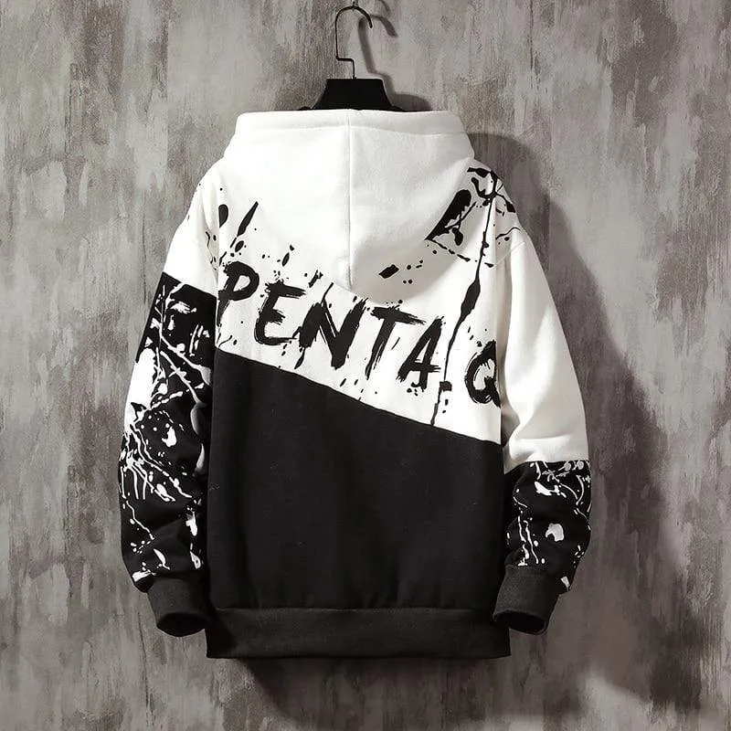 Übergroße Herren Hoodies Männer Winter Patchwork Sweatshirt Hip Hop Japanischen Streetwear Harajuku Weiß Hoodie Männer