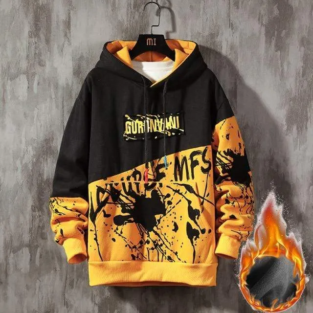 Übergroße Herren Hoodies Männer Winter Patchwork Sweatshirt Hip Hop Japanischen Streetwear Harajuku Weiß Hoodie Männer