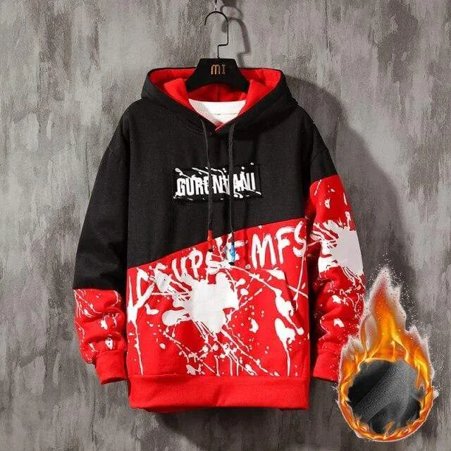 Übergroße Herren Hoodies Männer Winter Patchwork Sweatshirt Hip Hop Japanischen Streetwear Harajuku Weiß Hoodie Männer