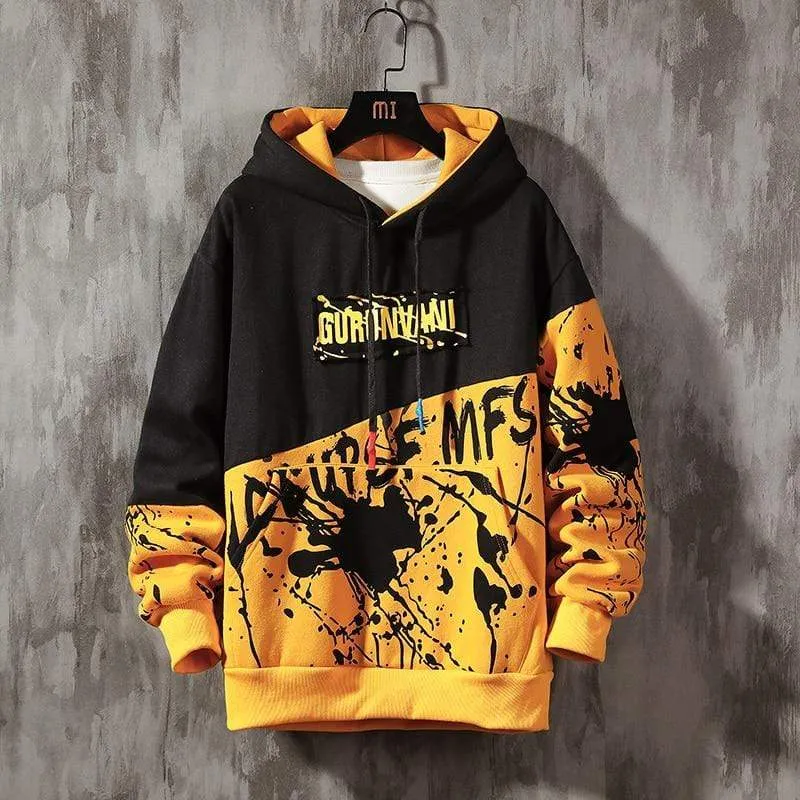 Übergroße Herren Hoodies Männer Winter Patchwork Sweatshirt Hip Hop Japanischen Streetwear Harajuku Weiß Hoodie Männer