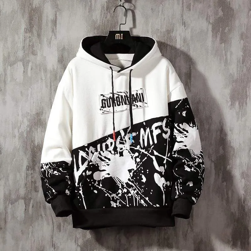 Übergroße Herren Hoodies Männer Winter Patchwork Sweatshirt Hip Hop Japanischen Streetwear Harajuku Weiß Hoodie Männer